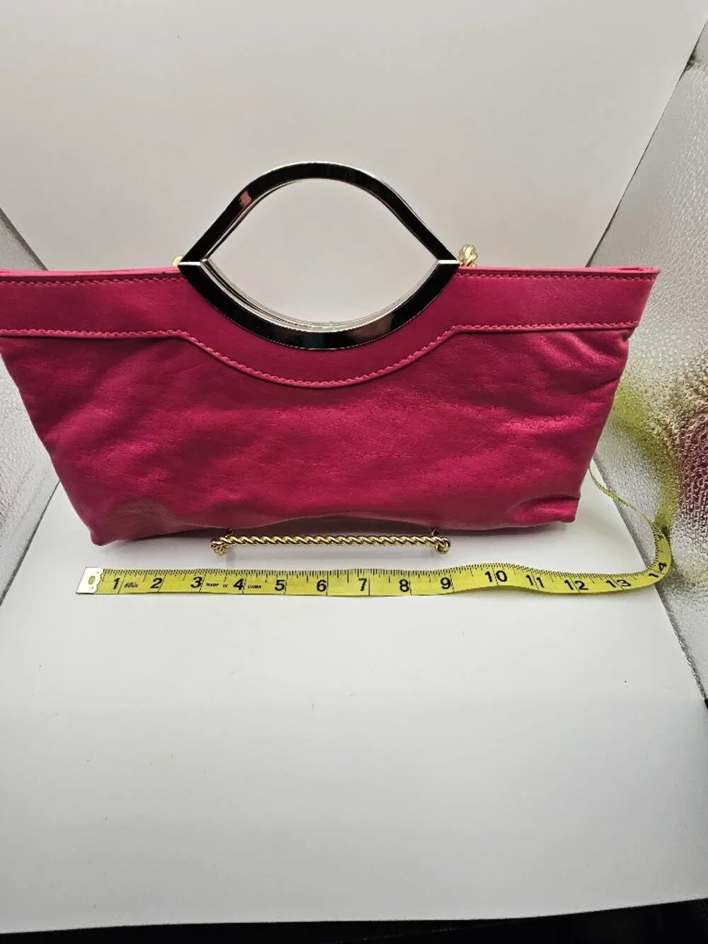Candie’s Sunburst Patchwork Pink Clutch – Metal Cutout Handle - Vintage